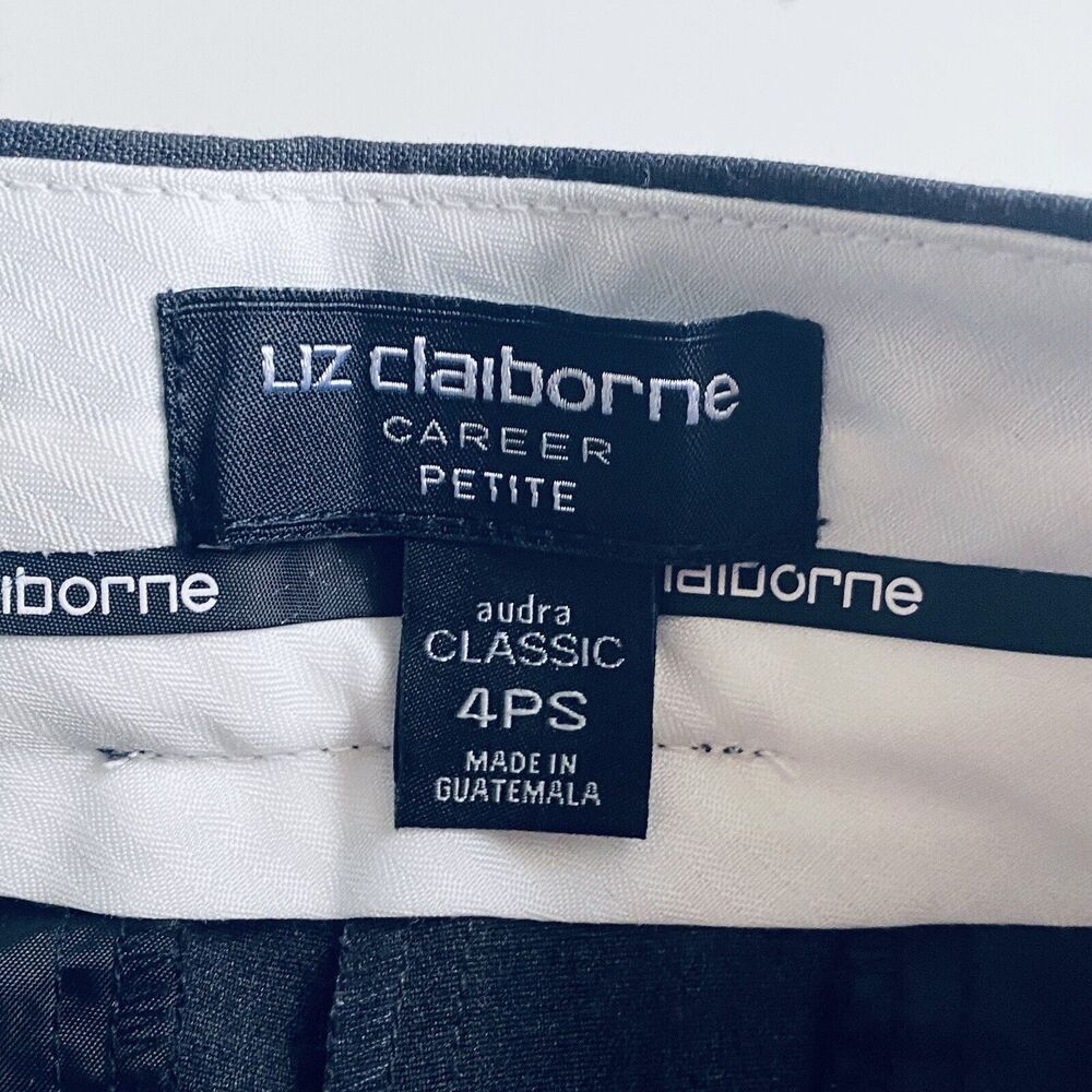 Liz Claiborne Pants Size 4 Petite Short Charcoal Gray Career Business Minimalist - Picture 6 of 7